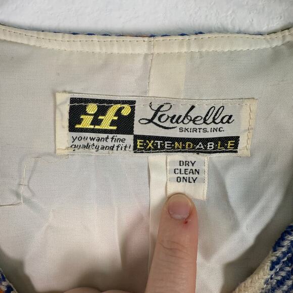 Vintage Loubella 19760s 1970s Vest Skirt Set Wool Plaid Golden Buttons XS Orange - Picture 5 of 11